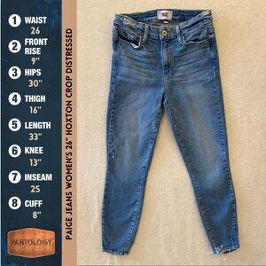Paige Jeans Women's 26" Blue Denim Hoxton Crop Distressed  Skinny Ripped Ankle